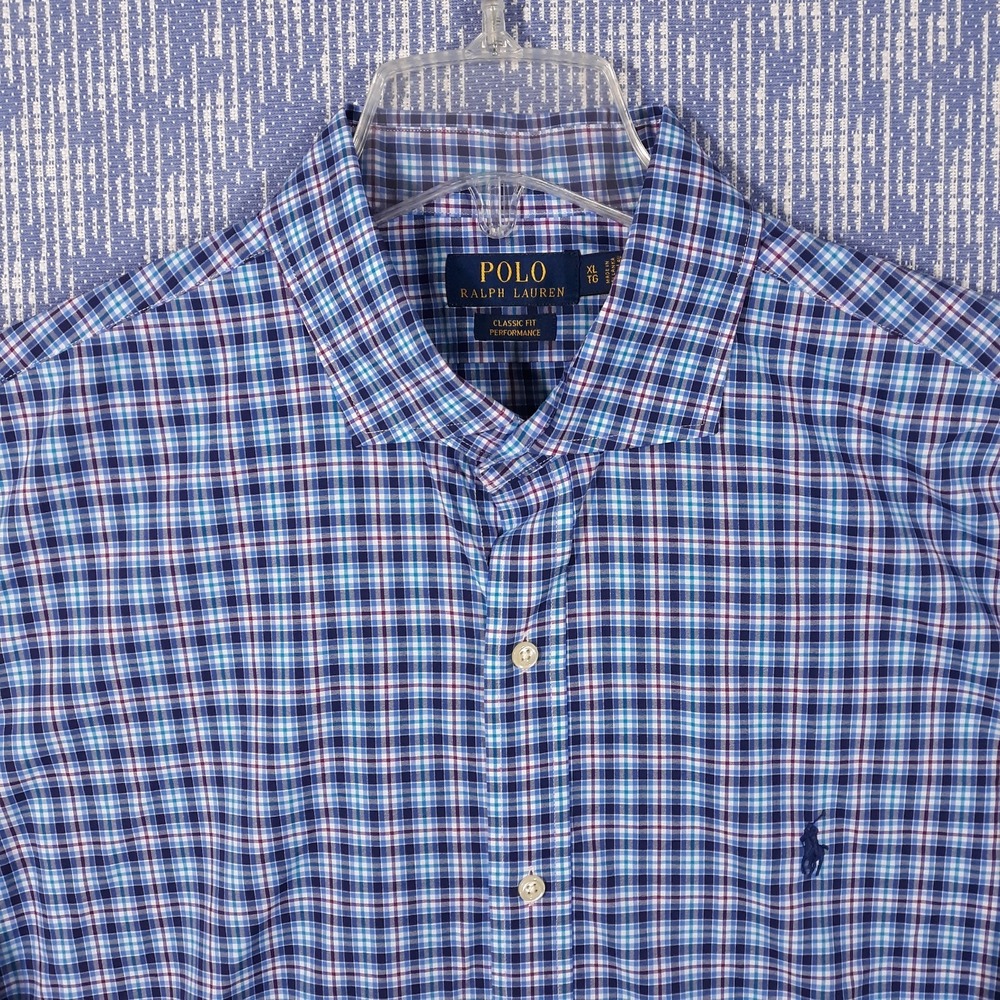Polo Ralph Lauren Shirt Mens XL Classic Fit Performance Stretch Pony Logo Blue